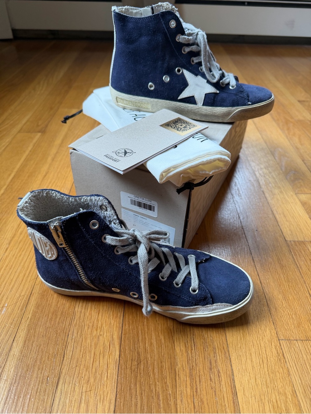 Golden Goose Francy Navy Suede High-Top Sneakers with White Star - Picture 5 of 6